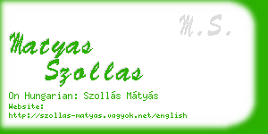 matyas szollas business card